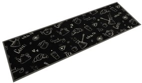 vidaXL Χαλί Κουζίνας Πλενόμενο Μαύρο Επιγρ. Morning 45x150 εκ. Βελούδο