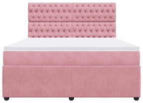 vidaXL Κρεβάτι Boxspring με Στρώμα Ροζ 180x200 εκ. Βελούδινο