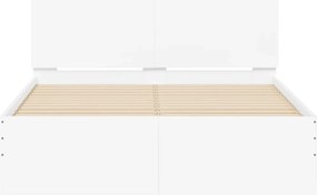 vidaXL Πλαίσιο Κρεβατιού με Κεφαλάρι / LED Λευκό 135 x 190 εκ.