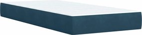 vidaXL Κρεβάτι Boxspring με Στρώμα Μπλε 90x200 εκ. Βελούδινο