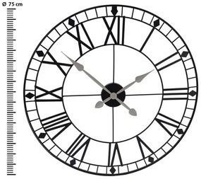 Ρολόι τοίχου Μεταλλικό, Aναλογικό με ρωμαϊκούς αριθμούς 75x2cm - Μαύρο
