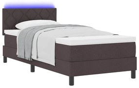 vidaXL Κρεβάτι με ελατήρια με στρώμα Σκούρο Καφέ 100 x 200 cm ύφασμα