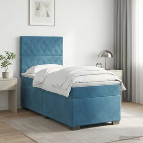 vidaXL Κρεβάτι box spring με στρώμα Μπλε 100 x 200 cm Βελούδο