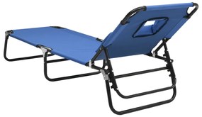 vidaXL Ξαπλώστρα Πτυσ. Μπλε Ύφασμα Oxford&amp;Ατσάλι Ηλεκτ. Βαφή Πούδρας