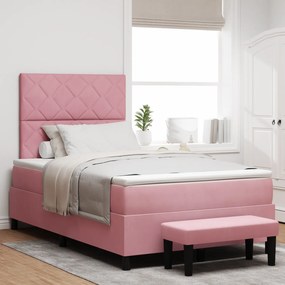 vidaXL Κρεβάτι με ελατήρια με στρώμα Ροζ 120 x 190 cm Βελούδο