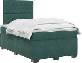 vidaXL Κρεβάτι box spring με στρώμα Σκούρο Πράσινο 120 x 190 cm