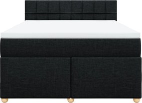 vidaXL Κρεβάτι Boxspring με Στρώμα Μαύρο 140x200 εκ. Υφασμάτινο