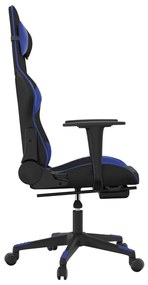 vidaXL Καρέκλα Gaming Μασάζ Υποπόδιο Μαύρο & Μπλε από Συνθετικό Δέρμα
