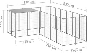 vidaXL Σπιτάκι Σκύλου Ασημί 4,84 μ² Ατσάλινο