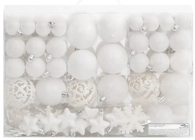 vidaXL Σετ Μπάλες Χριστουγεννιάτικες 111 τεμ. Λευκές από Πολυστυρένιο