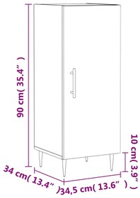 Ντουλάπι Μαύρο 34,5 x 34 x 90 εκ. από Επεξεργασμένο Ξύλο - Μαύρο