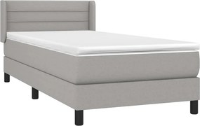 vidaXL Κρεβάτι Boxspring με Στρώμα Ανοιχτό Γκρι 100x200 εκ. Υφασμάτινο