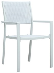 Καρέκλες Κήπου 4 τεμ. Λευκές με Όψη Ρατάν Πλαστικές - Λευκό