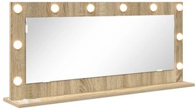 vidaXL Καθρέφτης Vanity με LED φώτα Sonoma Oak 100x45x18 εκ.