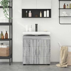 vidaXL Ντουλάπα νιπτήρα μπάνιου με πόρτα Γκρι sonoma 60 x 34 x 63 εκ