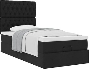 vidaXL Οθωμανικό κρεβάτι με στρώμα Μαύρο 90x200cm Ύφασμα