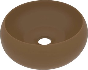 vidaXL Νιπτήρας Πολυτελής Στρογγυλός Κρεμ Ματ 40 x 15 εκ. Κεραμικός