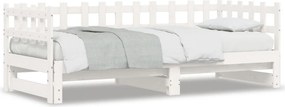 vidaXL Καναπές Κρεβάτι Συρόμενος Λευκός 2x(90x190) εκ. από Μασίφ Πεύκο