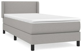 vidaXL Κρεβάτι Boxspring με Στρώμα Ανοιχτό Γκρι 90x200 εκ. Υφασμάτινο