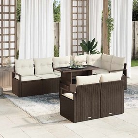 vidaXL Σετ Καναπέ Κήπου με αποθήκευση 9 pcs Καφέ Πολυ ράταν