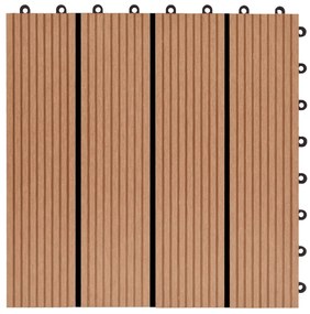 Πλακάκια Deck 11 τεμ. Χρώμα Teak 30 x 30 εκ. 1 μ² από WPC - Καφέ