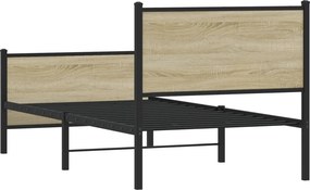 vidaXL Σκελετός Κρεβ. Χωρίς Στρώμα Sonoma Δρυς 90x190 εκ. Μεταλλικό
