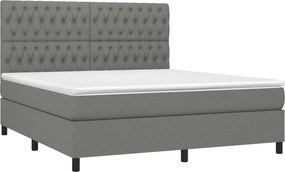 vidaXL Κρεβάτι Boxspring με Στρώμα Σκούρο Γκρι 180x200 εκ Υφασμάτιν