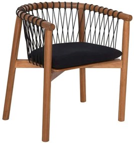 Πολυθρόνα Adama HM6131 64x51x73cm Natural-Black Wood, Rope