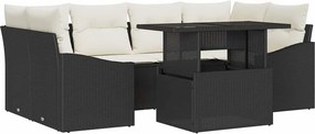 vidaXL Σετ Καναπέ Κήπου με αποθήκευση 7 pcs Μαύρο Πολυ ράταν