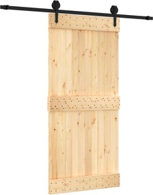 vidaXL Συρόμενη Πόρτα Φυσικό και Μαύρο 95 x 210 cm