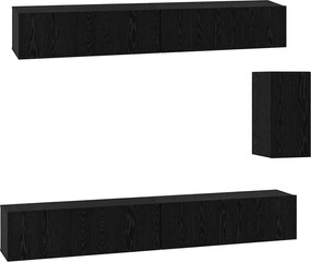 vidaXL Τηλεοπτική Κάβα Τοίχου 3 pcs 100 x 30 x 30 cm Μαύρη Οξυά
