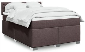 vidaXL Κρεβάτι Boxspring με Στρώμα Σκούρο Καφέ 140x200 εκ Υφασμάτινο