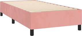 vidaXL Κρεβάτι Boxspring με Στρώμα &amp; LED Ροζ 80 x 200 εκ. Βελούδινο