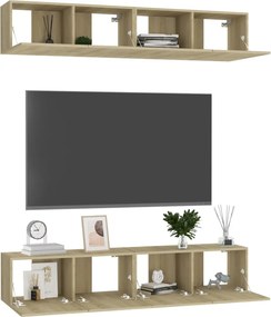 vidaXL Έπιπλα Τηλεόρασης 4 τεμ. Sonoma Δρυς 80x30x30 εκ. Επεξ. Ξύλο