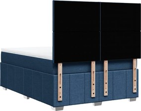 vidaXL Κρεβάτι Boxspring με Στρώμα Μπλε 140x200 εκ. Υφασμάτινο
