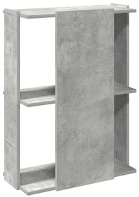 Βιβλιοθήκη 3 επιπέδων Μπετόν Γκρι 60x30x80 cm Ξύλινη κατασκευή - Γκρι
