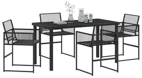 vidaXL Σέτ φαγητού για κήπο 5 pcs Μαύρο Χάλυβας με επίστρωση πούδρας