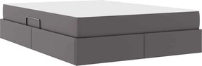 vidaXL Κρεβάτι με αποθηκευτικό χώρο και στρώμα 2 pcs Γκρι Δέρμα