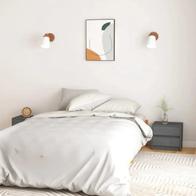 vidaXL Κομοδίνα 2 τεμ. Γκρι 40 x 30,5 x 35,5 εκ. από Μασίφ Ξύλο Πεύκου