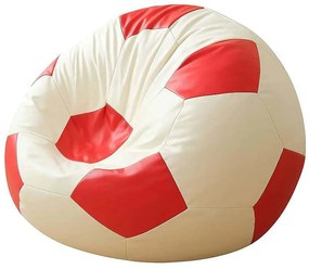 Πουφ Παιδικό Αδιάβροχο Football 535PFT1237 60x65x30cm Red-White