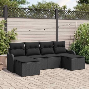 vidaXL Σετ Καναπέ Κήπου με μαξιλάρι 6 pcs Μαύρο Πολυ ράταν