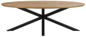 Τραπέζι Oakland 885, Άγρια δρυς, Μαύρο, 76x100x220cm, 50 kg, Φυσικό ξύλο καπλαμά, Ινοσανίδες μέσης πυκνότητας, Μέταλλο | Epipla1.gr