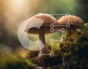 Intra Συλλεκτικό Ξύλινο Παζλ Plywood 4mm - Δύο μανιτάρια σε ένα ποώδη δασικό όροφο Σε Ξύλινο Κουτί - Διαστάσεις: 10x10 cm – 25 κομμάτια