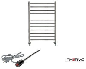 Thermo BELLAVIA Θερμαινόμενη πετσετοκρεμάστρα από ανοξείδωτο χάλυβα με ηλεκτρική λειτουργία, 75x50cm Black Brushed PVD