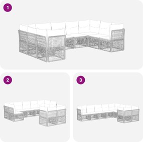 vidaXL Σετ Καναπέ Κήπου 9 pcs Μπεζ συνθετικό ρατάν