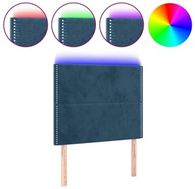 vidaXL Κεφαλάρι Κρεβατιού LED Σκούρο Μπλε 100x5x118/128 εκ. Βελούδινο