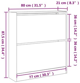 Παπουτσοθήκη Μαύρη 80x21x87,5 εκ. από Επεξεργασμένο Ξύλο - Μαύρο