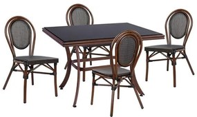 Σετ Κήπου Τραπεζαρία HM10548 5 τεμ Bamboo Look Αλουμινίου Καφέ με Τραπέζι 120x70x78 εκ. &amp; 4 Καρέκλες