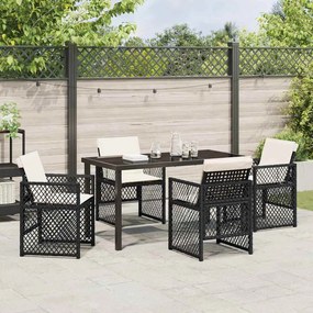 vidaXL Σέτ φαγητού για κήπο 5 pcs Μαύρο συνθετικό ρατάν