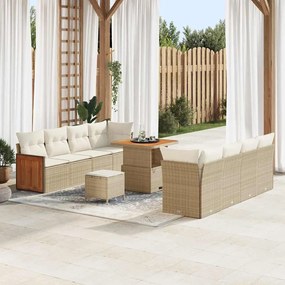 vidaXL Σετ Καναπέ Κήπου με μαξιλάρι 11 pcs Μπεζ και Κρέμα